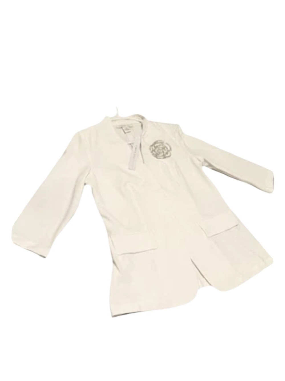 Carole Wren White Blazer With Silver Rose Size Small, Spring, Summer, Brunch - Picture 5 of 7